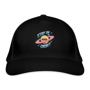 Bleib In Meiner Umlaufbahn Cooles Planetendesign - Bio-Baseballkappe - Schwarz - Vorne