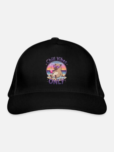 Chill Vibes Only Sommer Strand Party Capybara - Øko-baseballcap - sort
