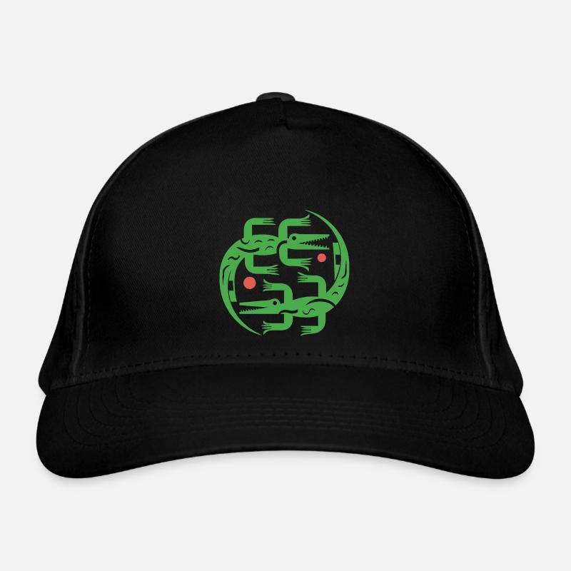 two green crocodiles in a circle Organic Baseball Cap