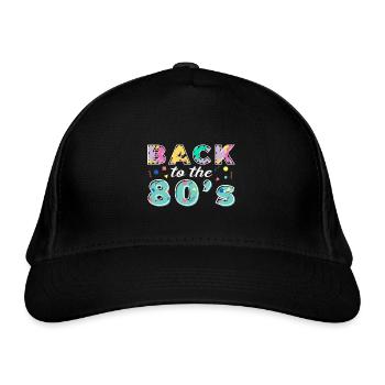 Back To The 80s Retro Karneval 80er Mottoparty - Bio-Baseballkappe - Schwarz - Vorne