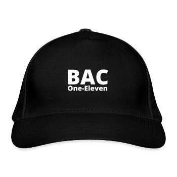 BAC One Eleven weißes Logo - Bio-Baseballkappe - Schwarz - Vorne