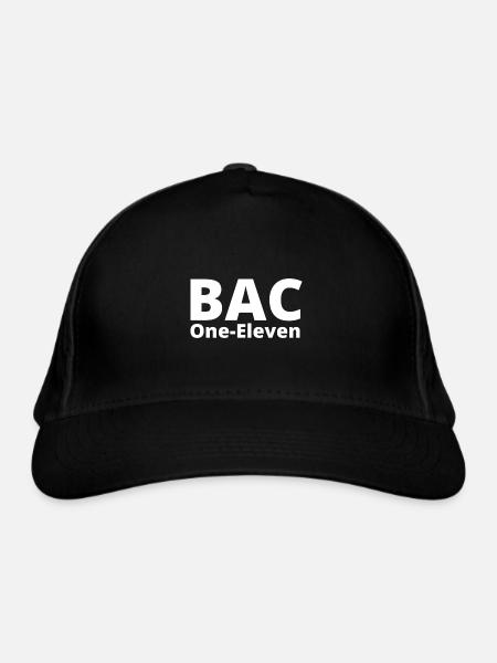 BAC One Eleven weißes Logo - Bio-Baseballkappe - Schwarz - Vorne