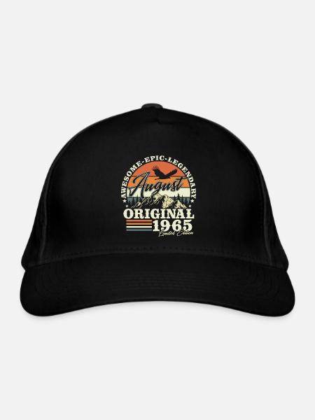 Août 1965 Vintage Vintage Rétro Anniversaire - Casquette classique bio - noir - Devant