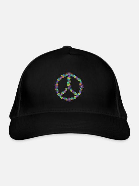 Mandala Peace and love - Casquette classique bio - noir - Devant