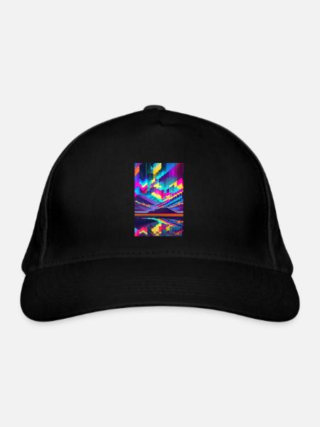 psychedelic glitch of pixels - Casquette classique bio - noir - Devant