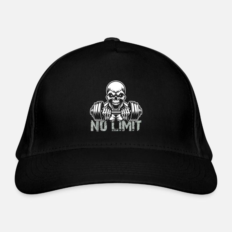 No Limit Hard Workout Skull with Dumbbell Organic Baseball Cap