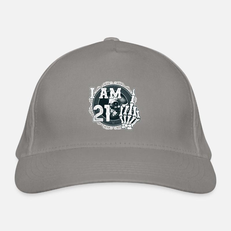 I'm 21 plus 1 middle finger Skull funny 22nd Organic Baseball Cap