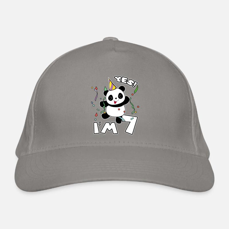 7th Birthday Panda Party Yes I'm 7 Years Old Gift Organic Baseball Cap