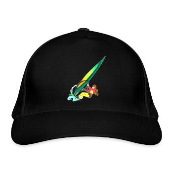 Windsurfing - Surfen - Surferin - Bio-Baseballkappe - Schwarz - Vorne