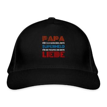 Papa Sohn Tochter Stolz Vater Vatertag - Bio-Baseballkappe - Schwarz - Vorne