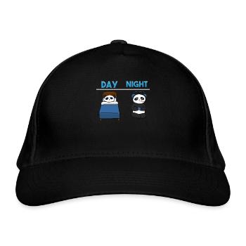 Day Night Gaming Panda Gamer Fun Kid kids - Organic Baseball Cap - black - Front