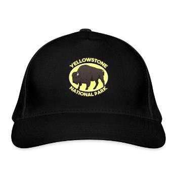 Yellowstone National Park National Park USA bison - Organic Baseball Cap - black - Front