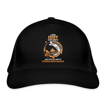 Hechtangeln Hecht Angeln Angler Hechtangler Spruch - Bio-Baseballkappe - Schwarz - Vorne