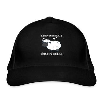 Menschen Sind Anstrengend Lämmer Spruch Lamm Schaf - Bio-Baseballkappe - Schwarz - Vorne