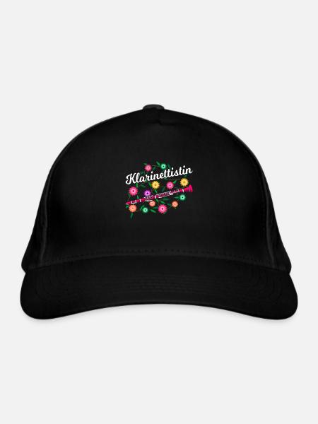 Klarinettenspielerin Blumen Klarinette - Bio-Baseballkappe - Schwarz - Vorne