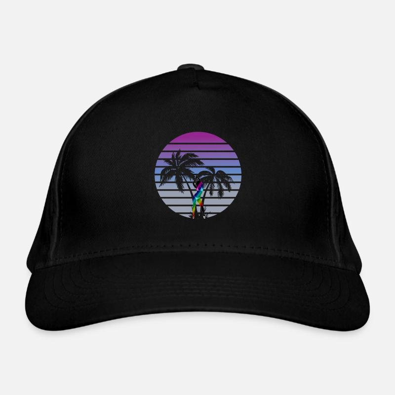 synth wave babe des années 80 style miami palms Casquette classique bio