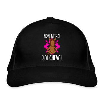 No Merci J'Ai Horse Cheval Équitation - Bio-Baseballkappe - Schwarz - Vorne