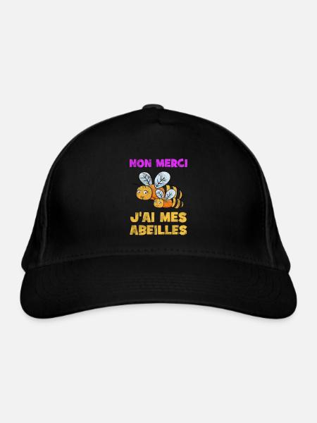 No Merci J'Ai Mes Abeilles Apiculteur Apicultrice - Bio-Baseballkappe - Schwarz - Vorne