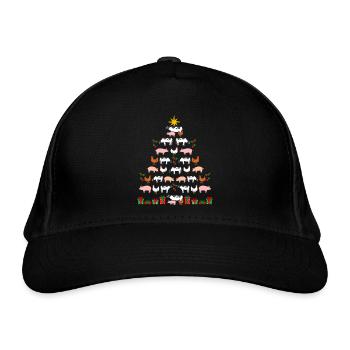 Christmas Tree Farm Pigs Chickens Cows - Organic Baseball Cap - black - Front