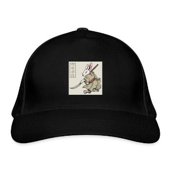 Japanese art rabbit samurai with sword - Organic Baseball Cap - black - Front