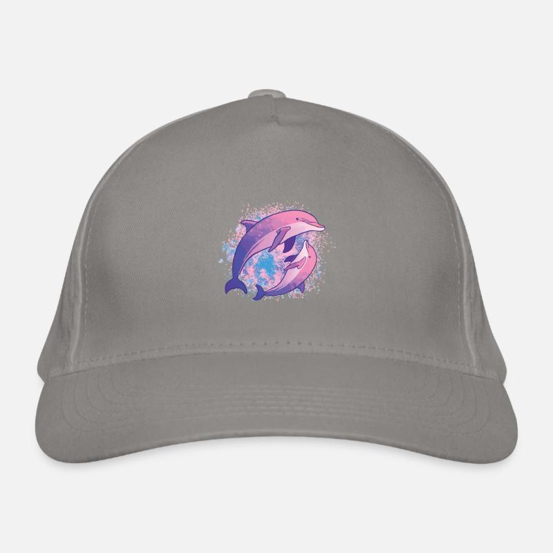 Dolphins Tie Dye Bunte Rosa Delphinfamilie Bio-Baseballkappe