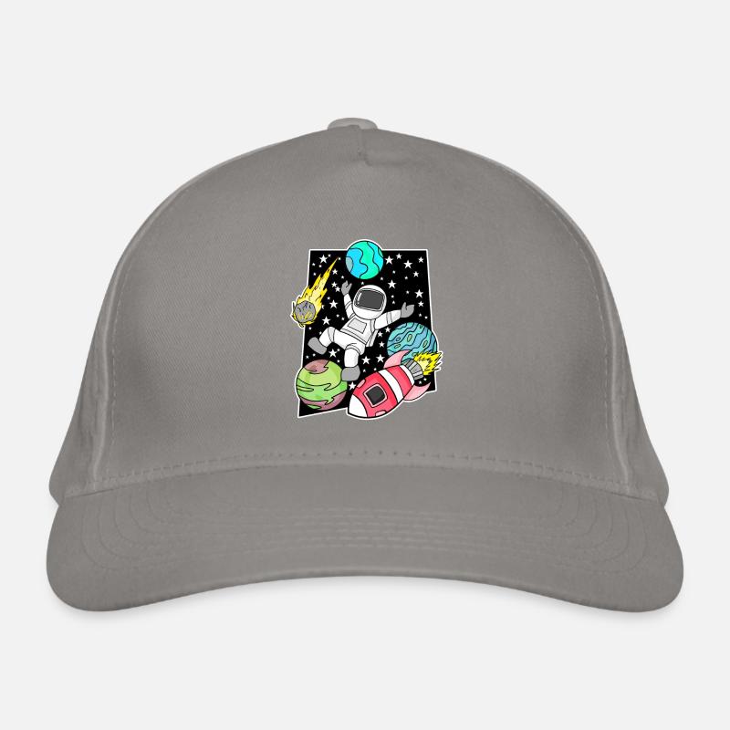 Astronaut in space with rocket Organic Baseball Cap