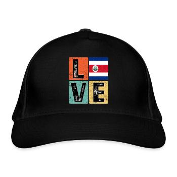 I Love Costa Rica Flagge für Costa Rican Pride - Bio-Baseballkappe - Schwarz - Vorne