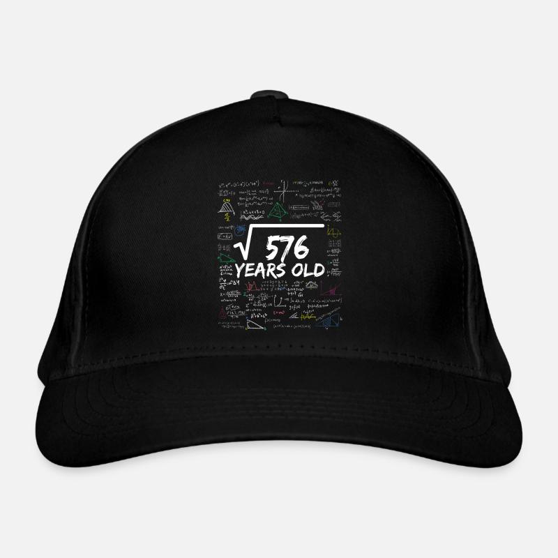 Square Root of 576 24TH Funny Math Birthday - Bio-Baseballkappe - Schwarz