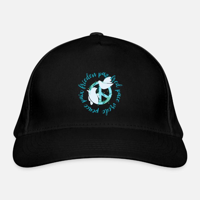 Signe de paix multilingue de la Terre avec des colombes Casquette classique bio