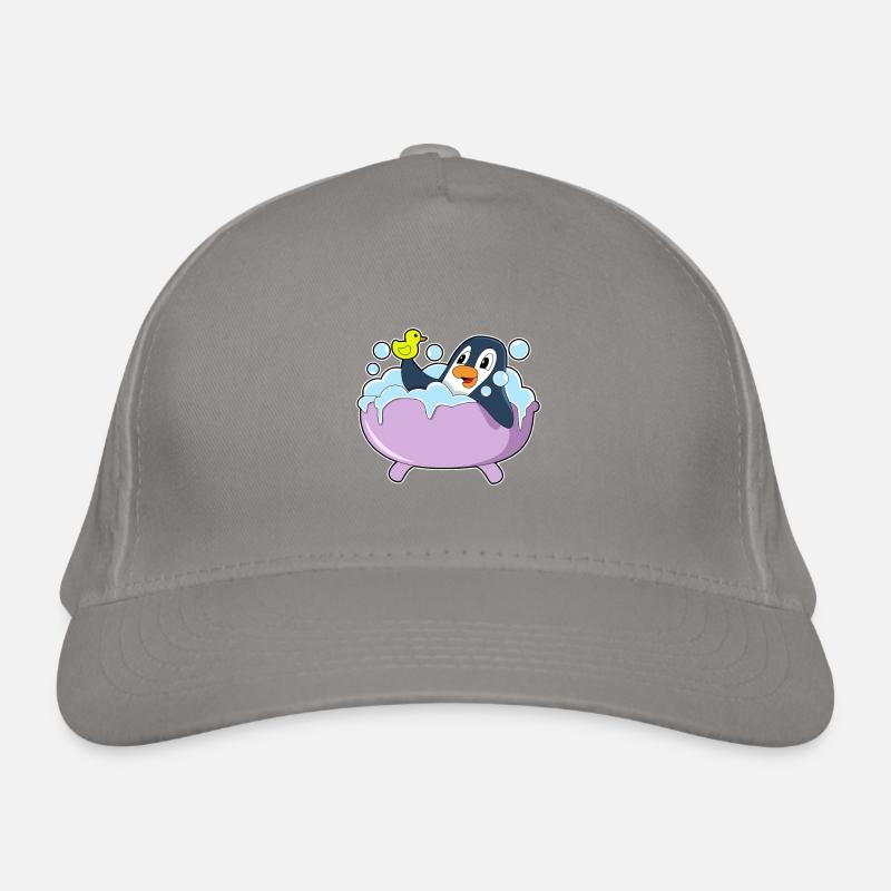 Penguin Bathing Bathtub Organic Baseball Cap