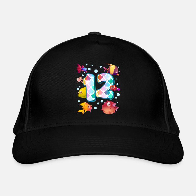 12e anniversaire | | d’anniversaire de poisson arc-en-ciel Casquette classique bio