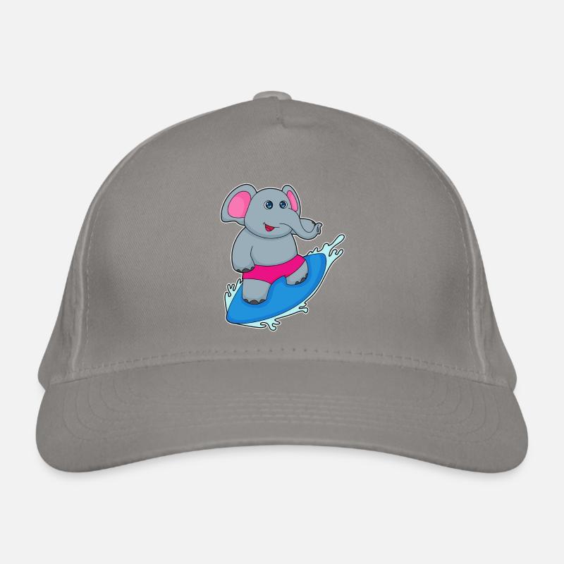 Elephant Surfing Surfboard Summer Organic Baseball Cap