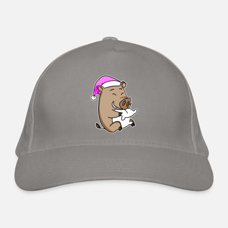 Wild boar with pillow and sleeping cap Organic Baseball Cap