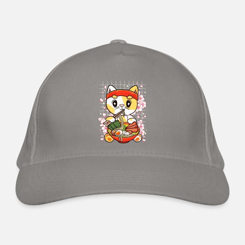 Chaton mangeant Ramen Kawaii Anime Casquette classique bio
