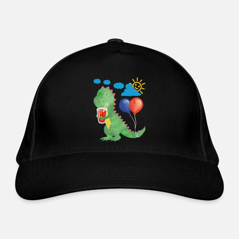 Small dino with refreshment and balloons Organic Baseball Cap