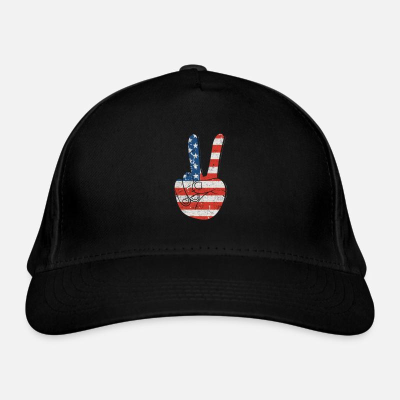 Patriotisches Friedenszeichen & USA Stars & Stripe Bio-Baseballkappe