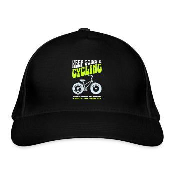 Halten Sie weiter und radeln Sie - Bio-Baseballkappe - Schwarz - Vorne