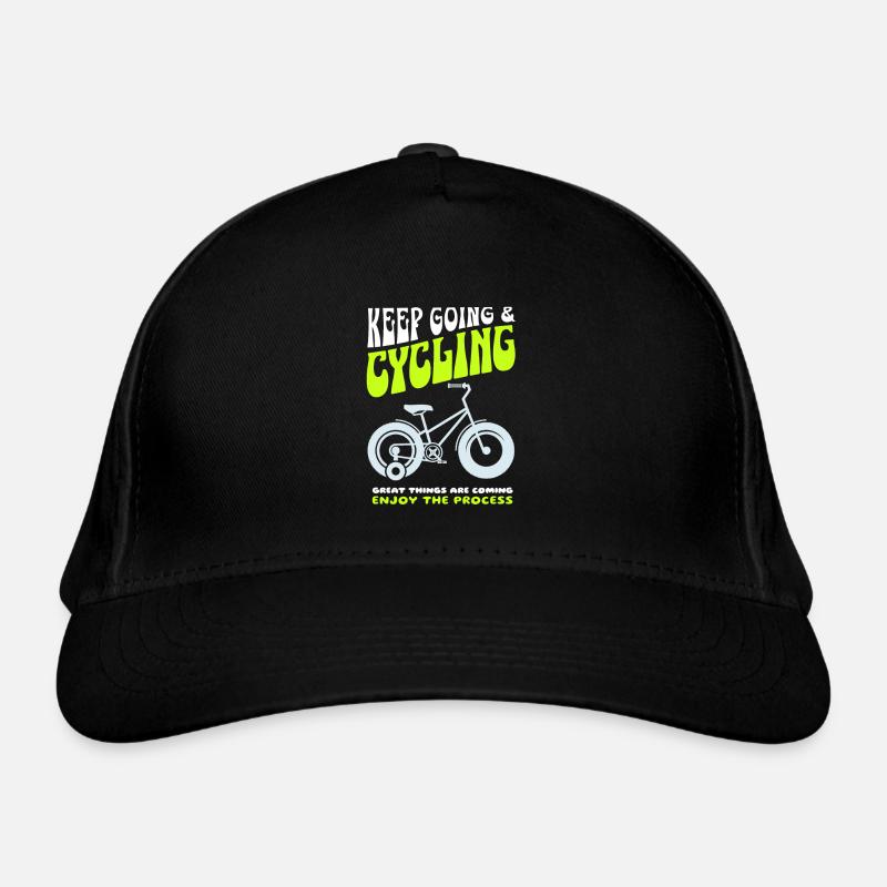 Halten Sie weiter und radeln Sie Bio-Baseballkappe
