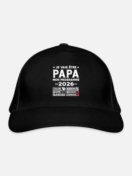 Je vais être papa mon programme en 2026 - Casquette classique bio - noir - Devant