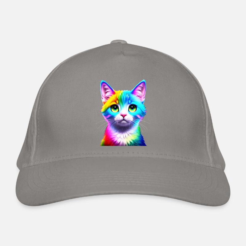 Regenbogenkatze Neonkunst Bio-Baseballkappe