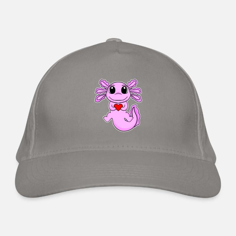 Axolotl Herz Liebe - Herz Motiv Bio-Baseballkappe