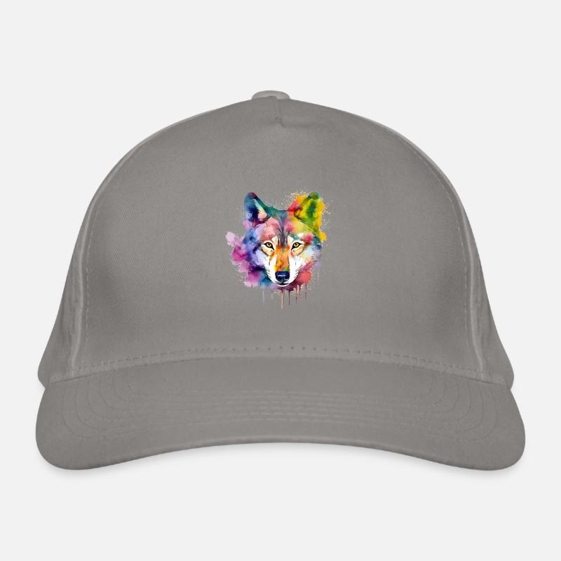 Wolf Splash Art Animal Face Wolf Lover Aquarelle Casquette classique bio
