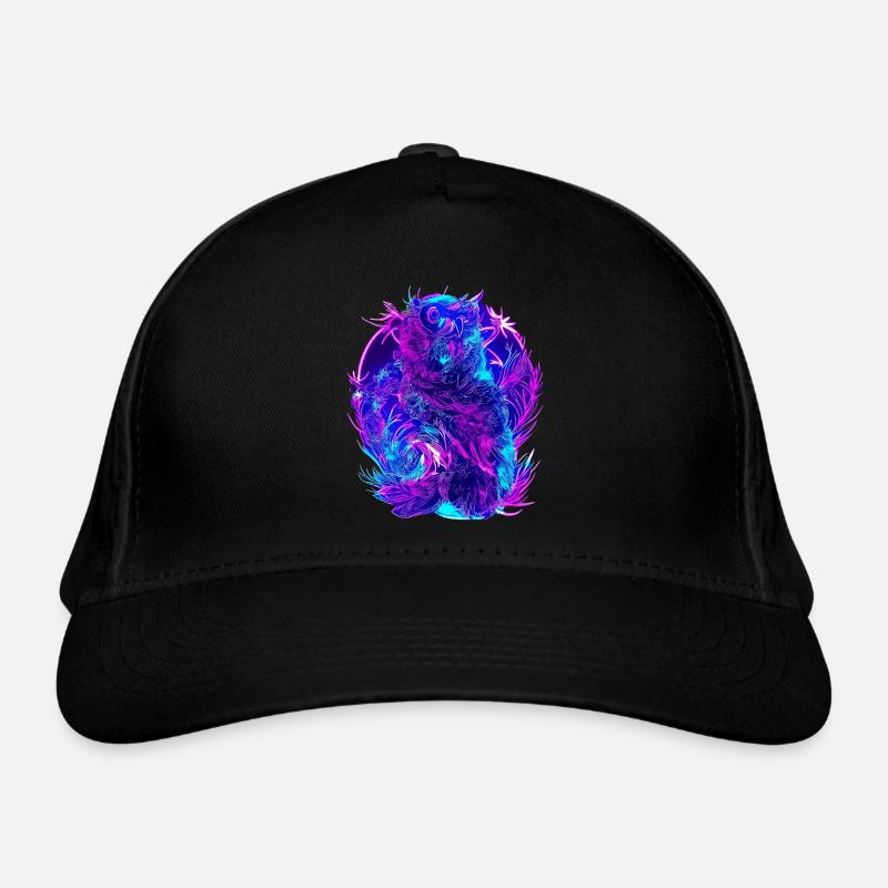 Abstrakte Eulen Neon Synthwave Kunst Bio-Baseballkappe
