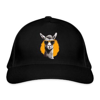 Llama with sunglasses Llama trekking - Organic Baseball Cap - black - Front