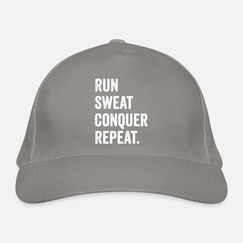 Run. Sweat. Conquer. Repeat. Organic Baseball Cap