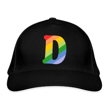 Buchstabe D Regenbogen - Bio-Baseballkappe - Schwarz - Vorne