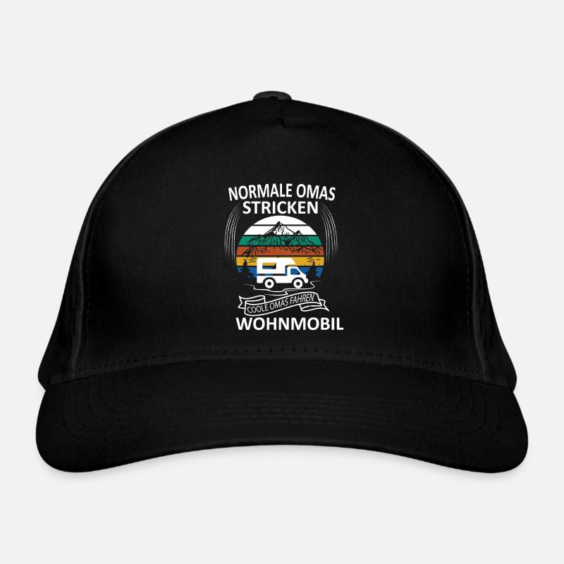 Normale Omas stricken coole Oma Wohnmobil Campen - Bio-Baseballkappe - Schwarz