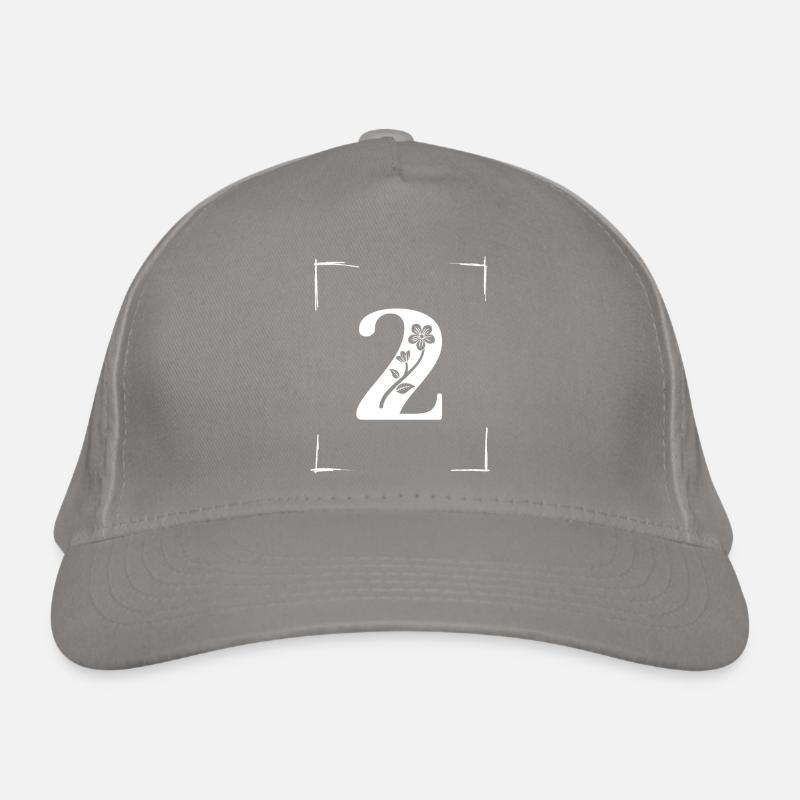 number 2 initial Organic Baseball Cap