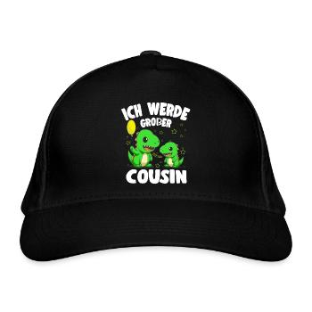Dinos bald Großer Cousin Werde Großer Cousin - Bio-Baseballkappe - Schwarz - Vorne