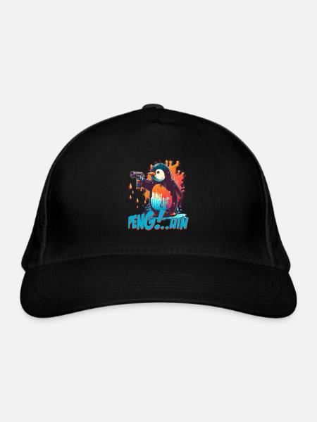 Stylo.. Guin Penguin avec pistolet - Casquette classique bio - noir - Devant